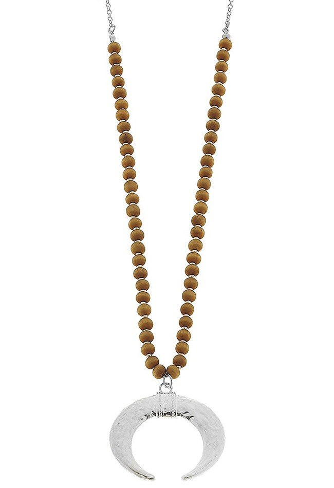 Wood Bead Horn Necklace