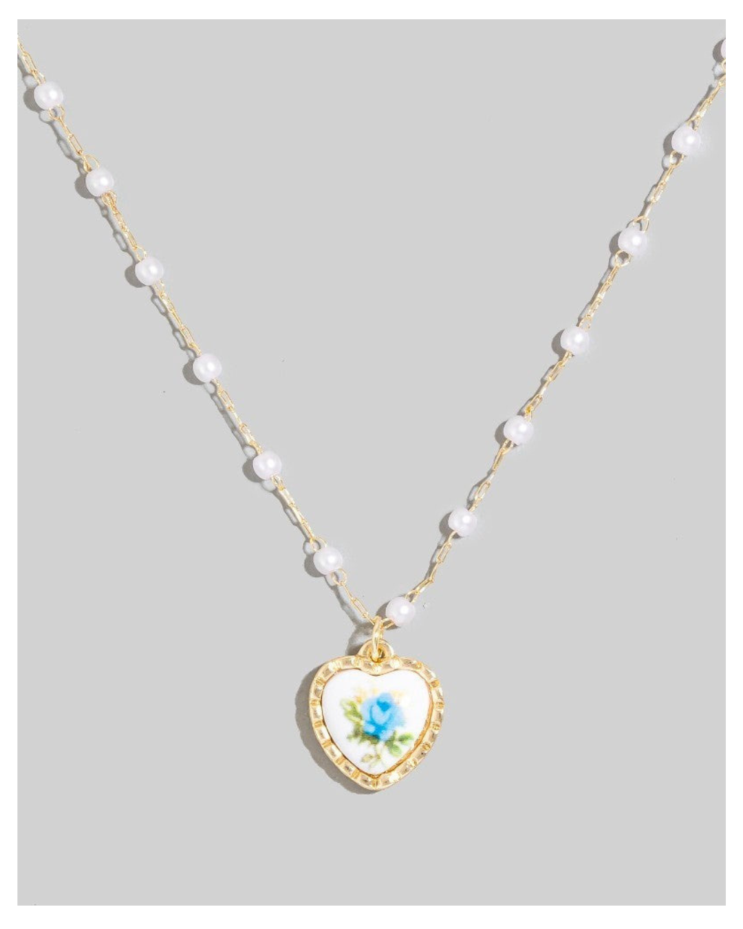 My Magnolia Heart Pearl Beaded Necklace