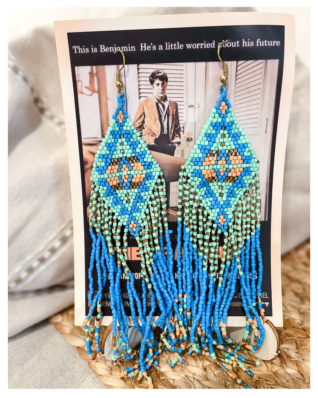 Aztec Seed Bead Fringe Earrings