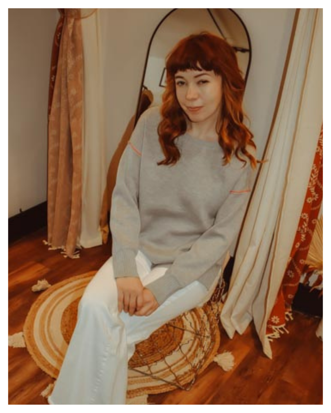 Cozy Eve Sweater (Gray and Pink)