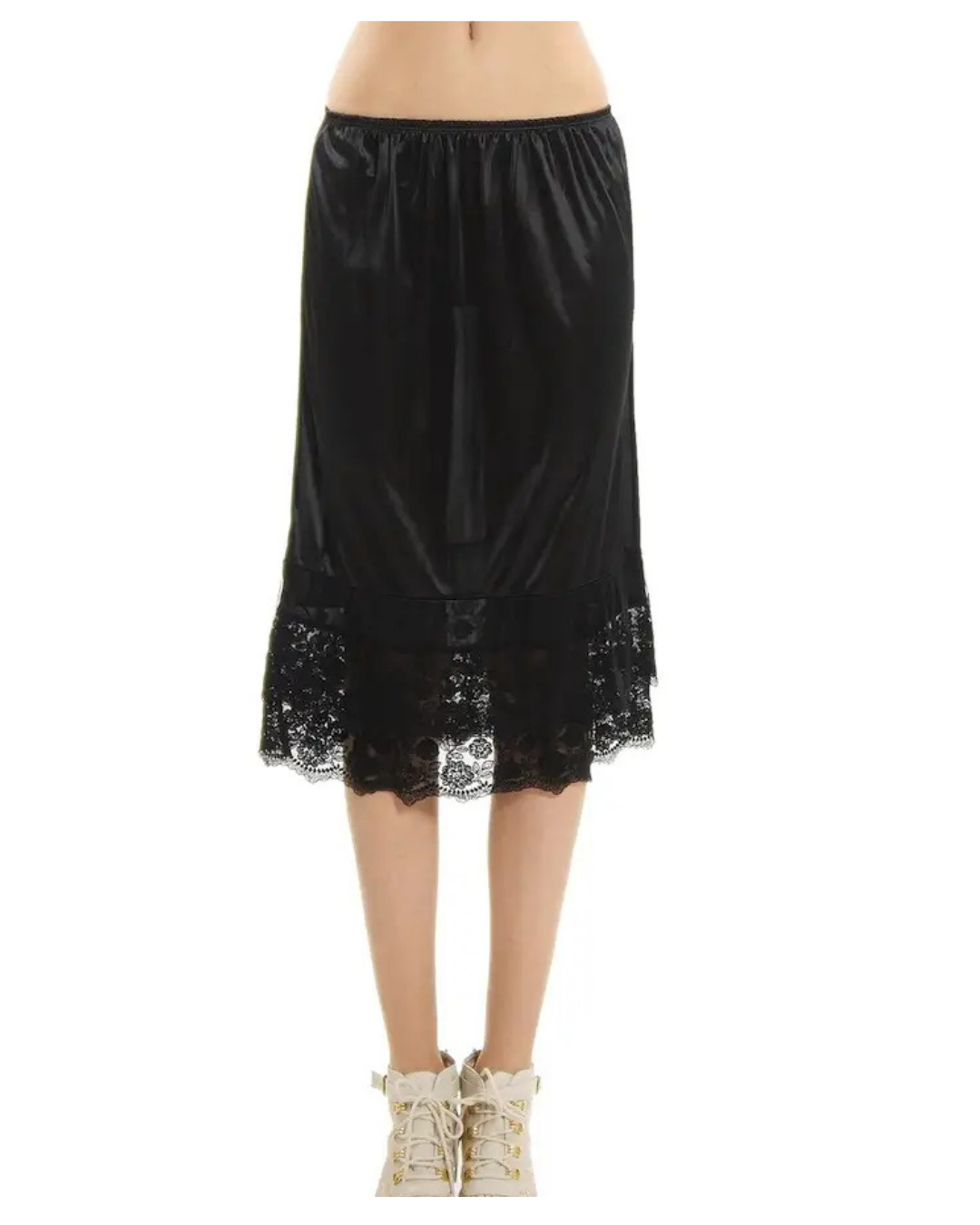 Double Lace Satin Half Slip