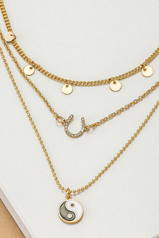 Yin Yang, Horseshoe & Coin Charm