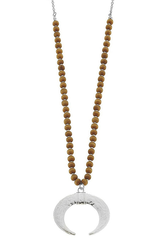 Wood Bead Horn Necklace