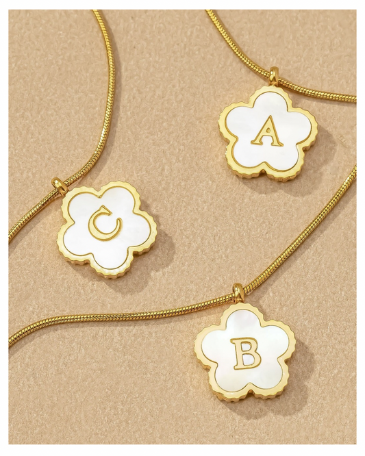 Flower Initial Necklace