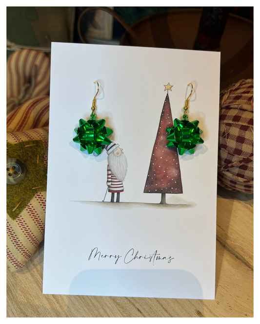 Green Bow Earrings