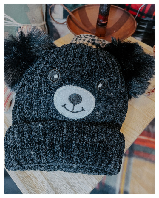 Kids Bear Pom Pom Knit Beanie