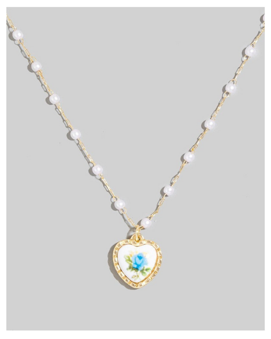 My Magnolia Heart Pearl Beaded Necklace