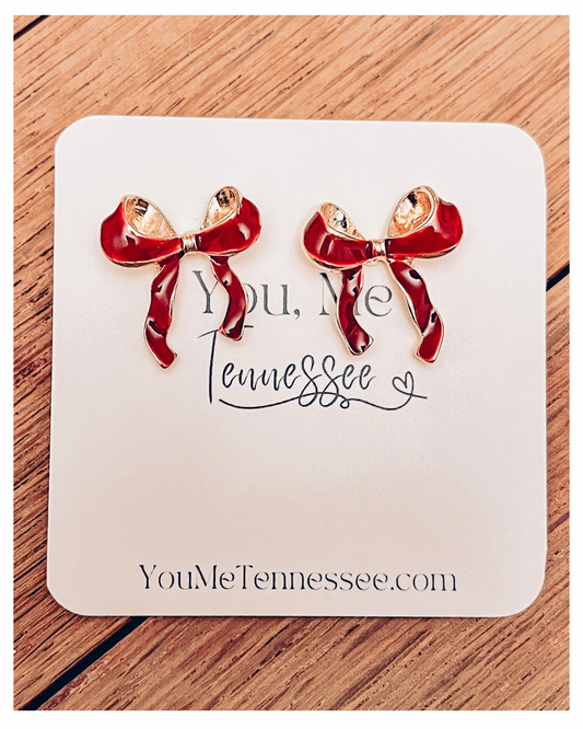 Red Bow Earrings