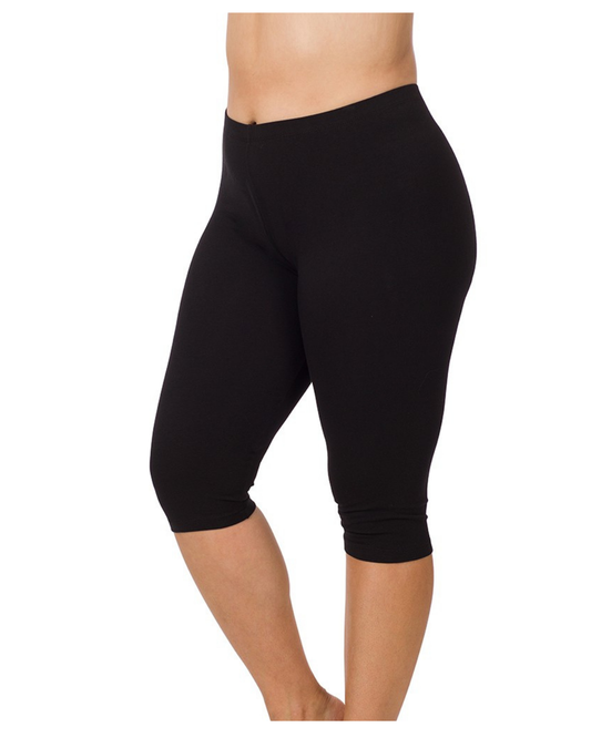 Premium Cotton Capri Leggings (Curvy)