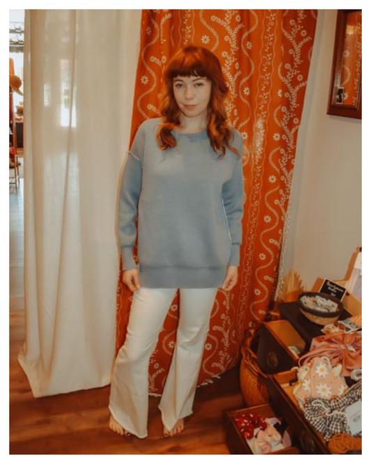 Cozy Eve Sweater (Blue and Cream)