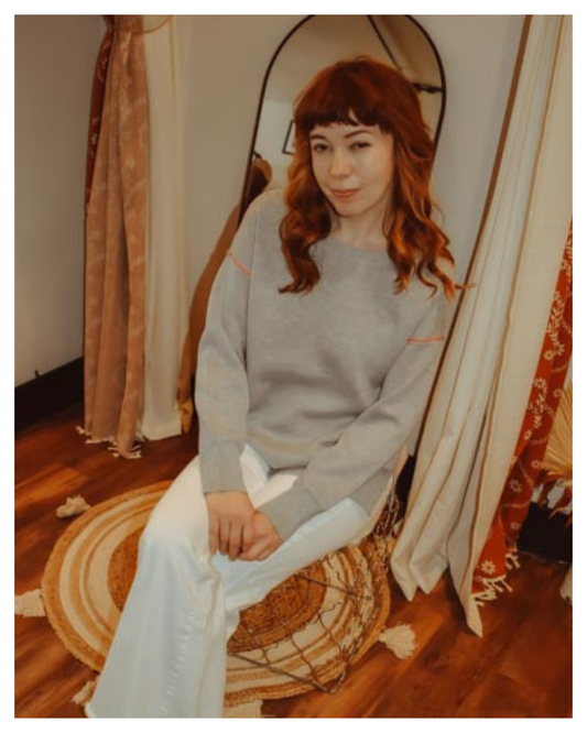 Cozy Eve Sweater (Gray and Pink)