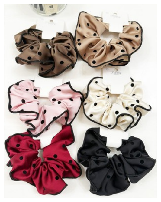 Polkadot Satin Scrunchies